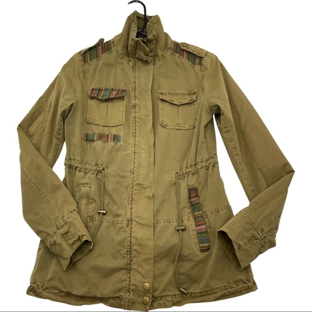 OLD NAVY army green utility jacket women's SMALL traditional handwoven fabric